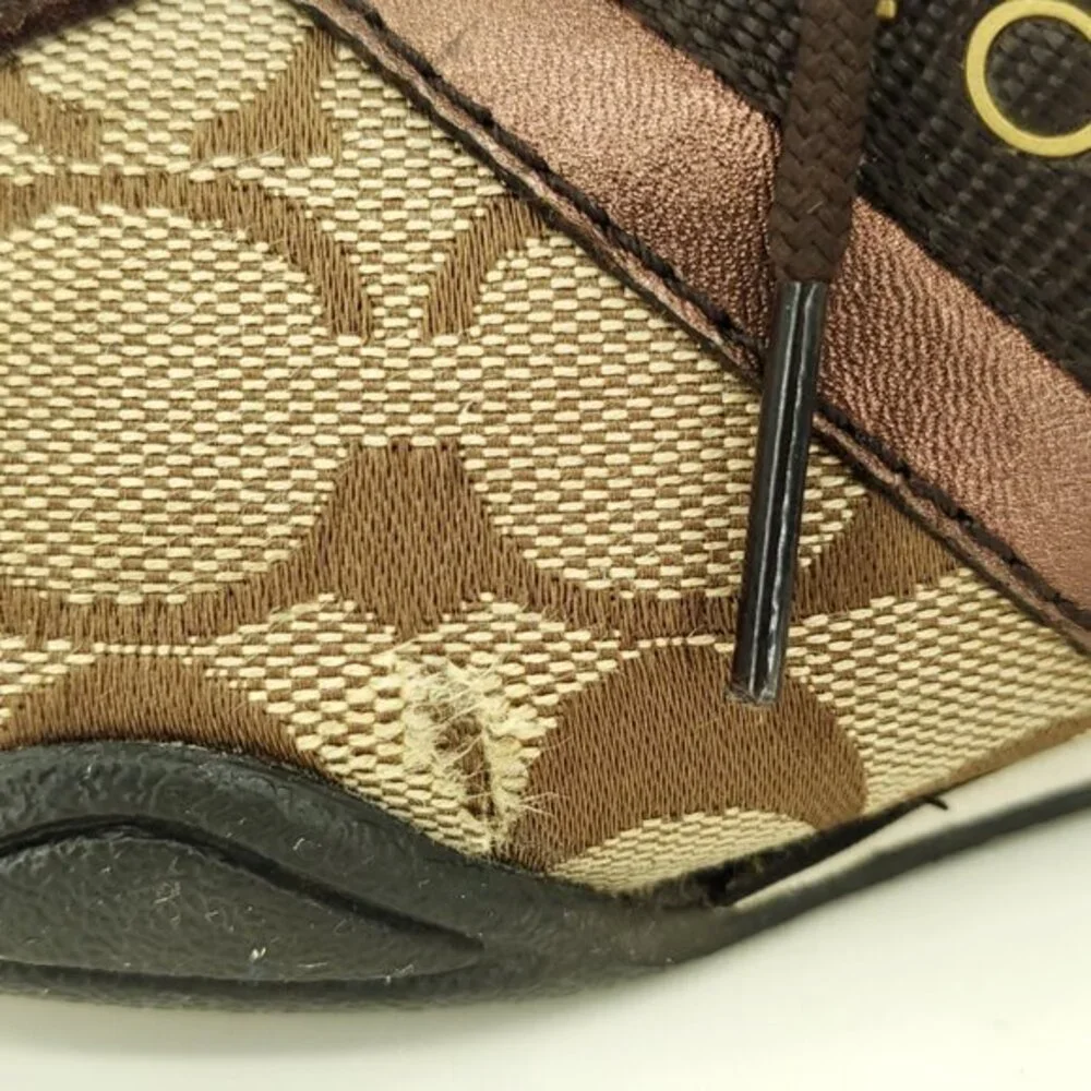 Coach Jayme Signature Suede/Canvas Sneakers 6 Brown/Tan/Gold